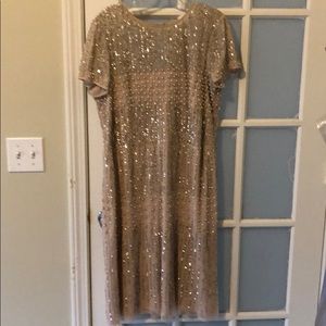 Beautiful beaded blush colored formal dress